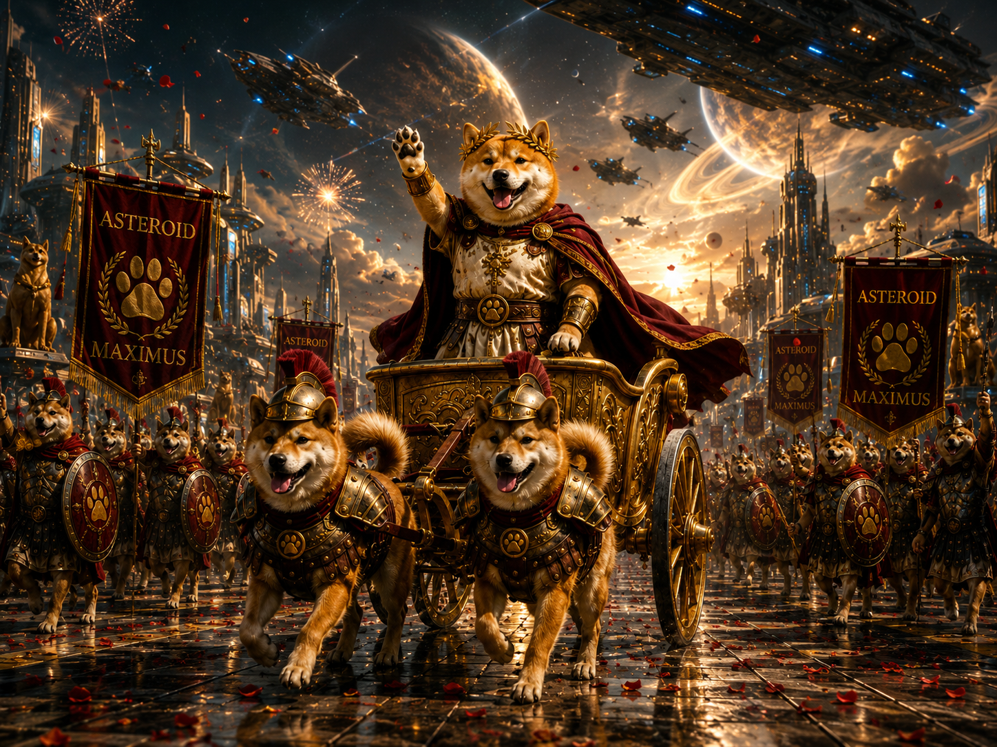 ASTEROID MAXIMUS on golden chariot